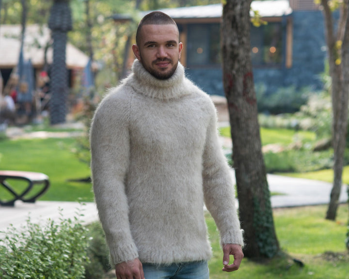 Exquisite Italian Sweater – 5-Strand Kid Mohair, Yak, Alpaca & Merino Wool Super Fluffy Jumper T851M