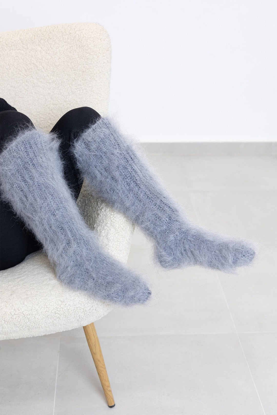 Mohair Socks – Hand Knitted Fluffy Fuzzy Legwarmers T1528