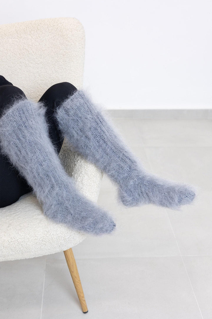 Mohair Socks – Hand Knitted Fluffy Fuzzy Legwarmers T1528