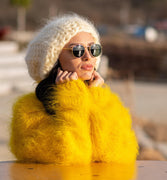 8-Fädig Mohairmütze – Handgestrickte Flauschige Wintermütze T1189