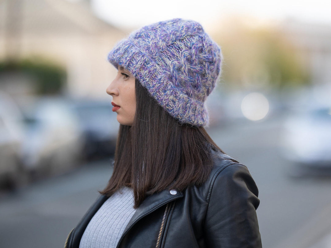 Melange Alpaca Hat – Hand Knitted Soft Wool Blend Winter Beanie T1170