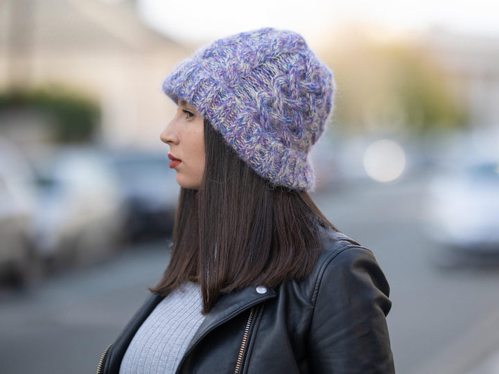 Melange Alpaca Hat – Hand Knitted Soft Wool Blend Winter Beanie T1170