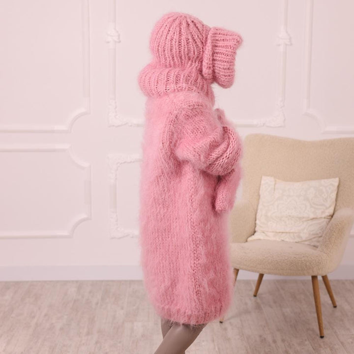 6-Strand Mohair Balaclava – Hand Knitted Chunky Ski Hood T2011