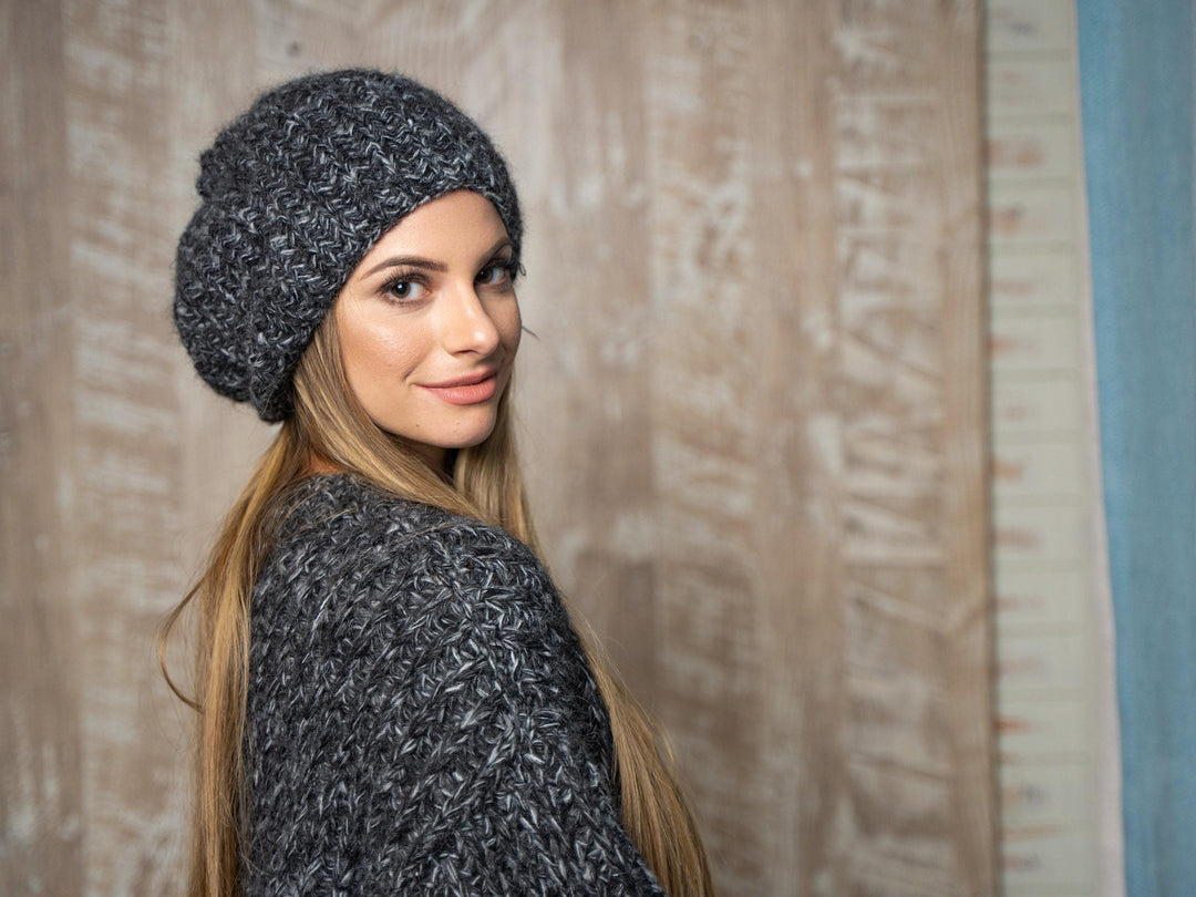 Melange Alpaca Mix Hat – Hand Knitted Soft Warm Winter Beanie T1147