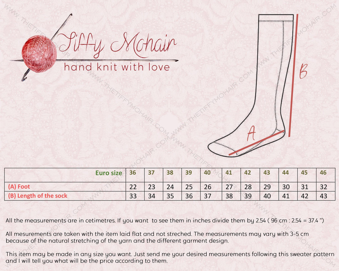 Mohair Socks – Hand Knitted Fluffy Fuzzy Legwarmers T1759