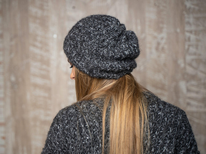 Melange Alpaca Mix Hat – Hand Knitted Soft Warm Winter Beanie T1147