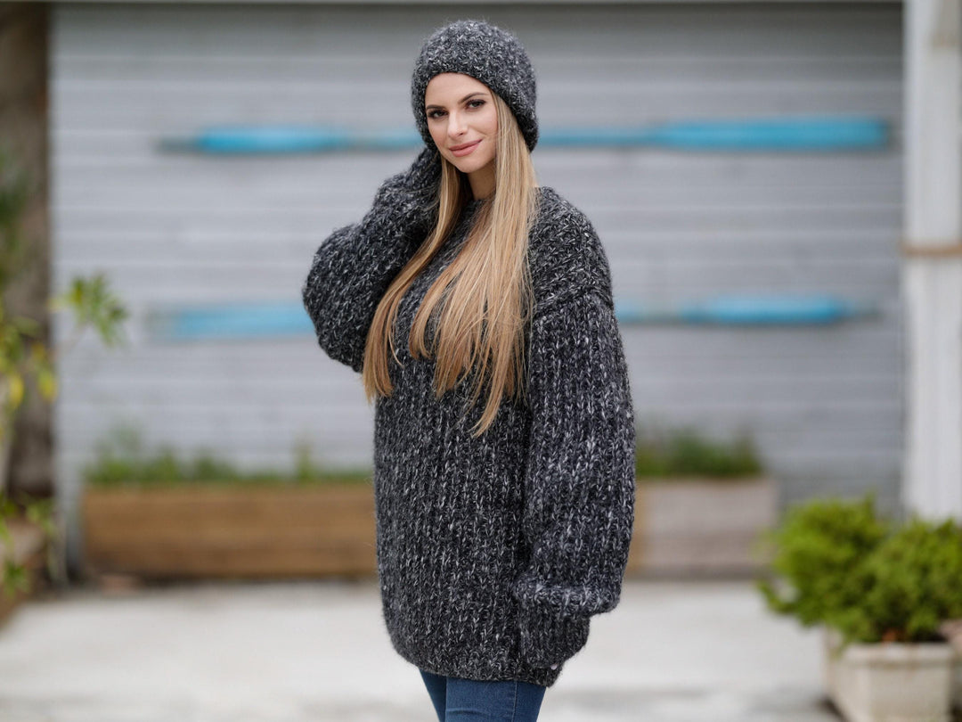 Melange Alpaca Mix Hat – Hand Knitted Soft Warm Winter Beanie T1147