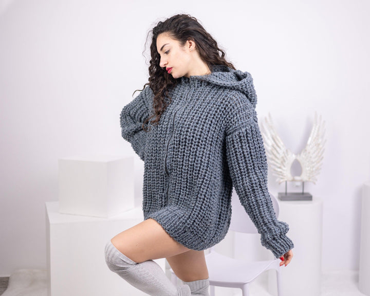 Itchy Wool Cardigan – Hand Knitted 100% Wool English Rib Jacket T1540