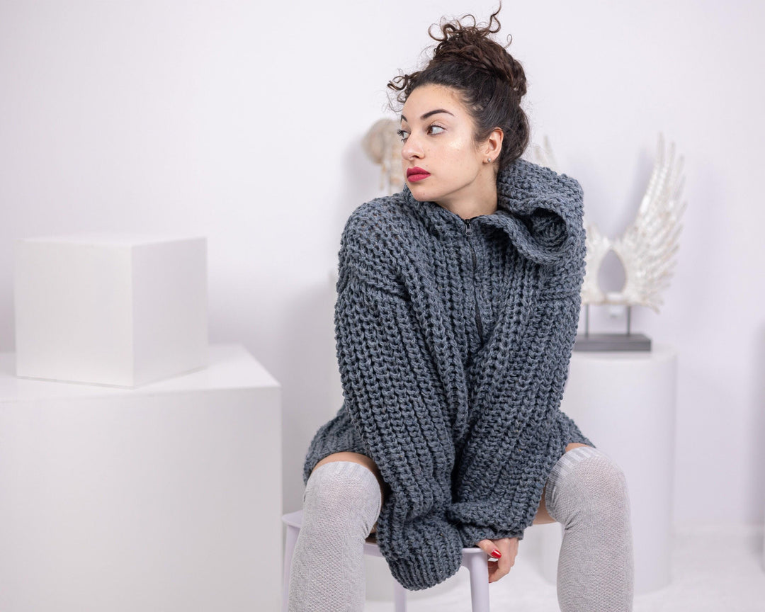 Itchy Wool Cardigan – Hand Knitted 100% Wool English Rib Jacket T1540