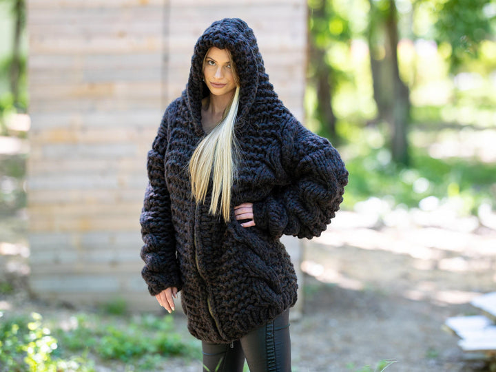 Baby Alpaca Merino Cardigan – Hand Knitted Soft Lightweight Wool Jacket T1209