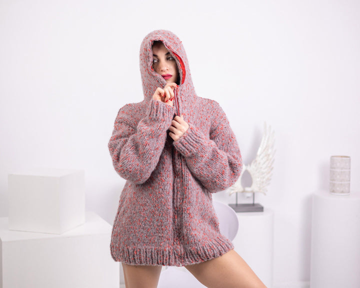 Baby Alpaca Merino Cardigan – Hand Knitted Full Cover Wool Jacket T1541