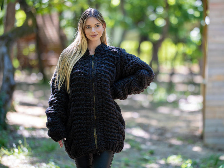Baby Alpaca Merino Cardigan – Hand Knitted Soft Lightweight Wool Jacket T1209