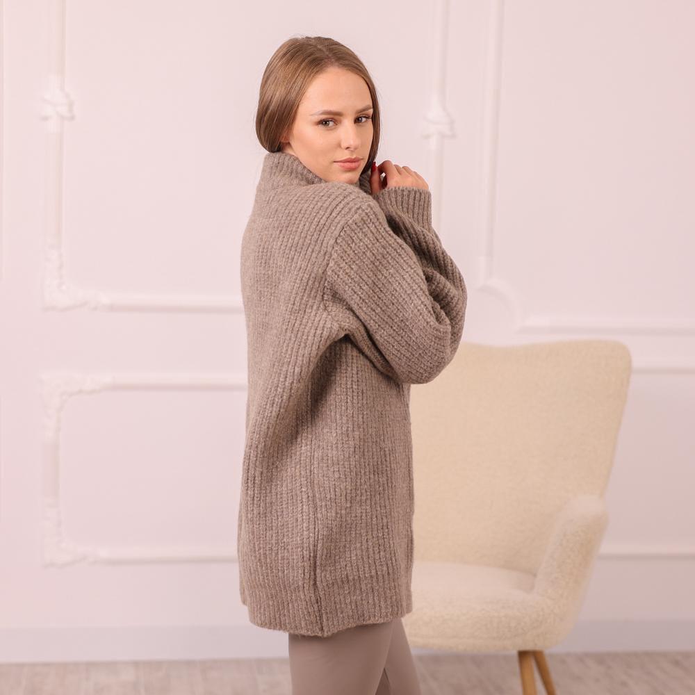 Yak Wool Cardigan – Hand Knitted English Rib Zip Jacket T1998