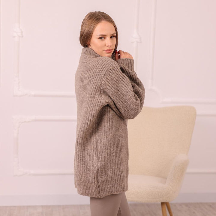 Yak Wool Cardigan – Hand Knitted English Rib Zip Jacket T1998