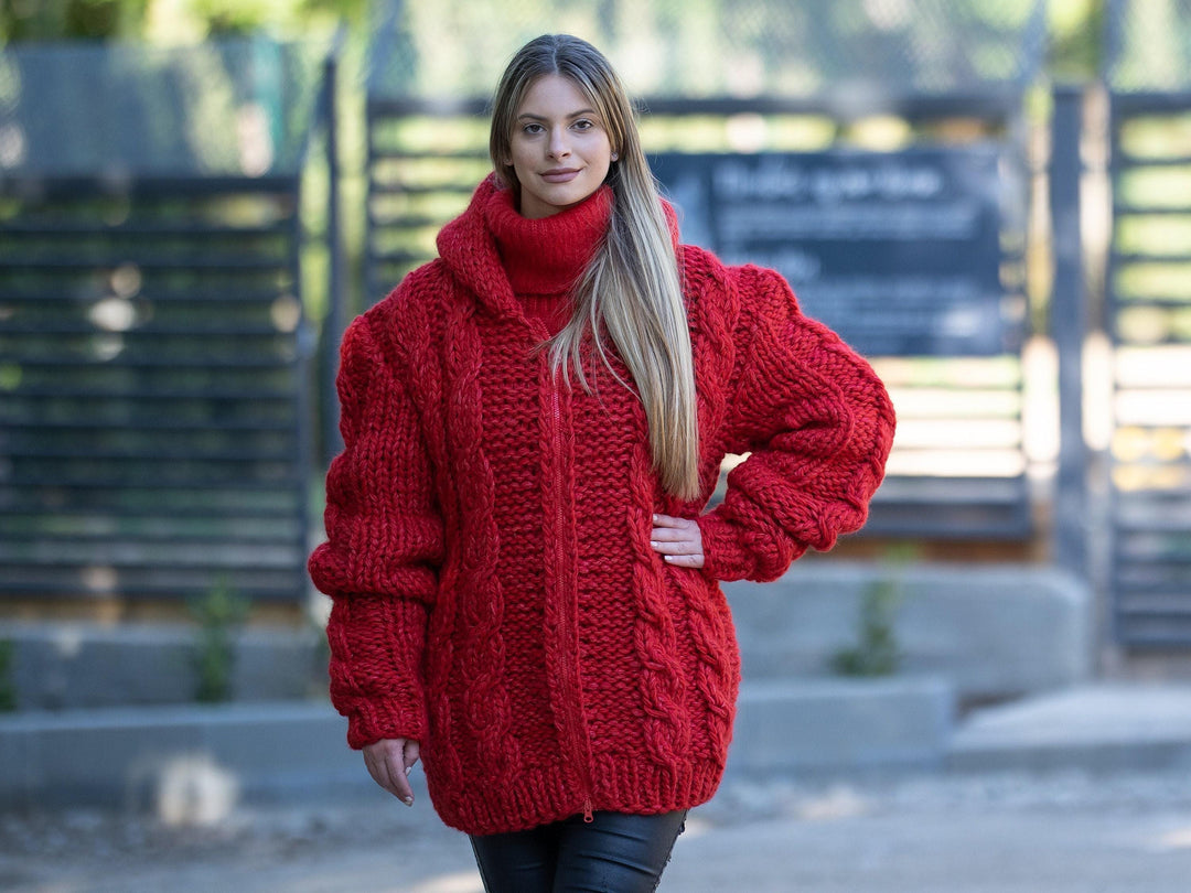 Extra Chunky Cardigan – 17-Strand Hand Knitted Baby Alpaca Merino Blend T1213