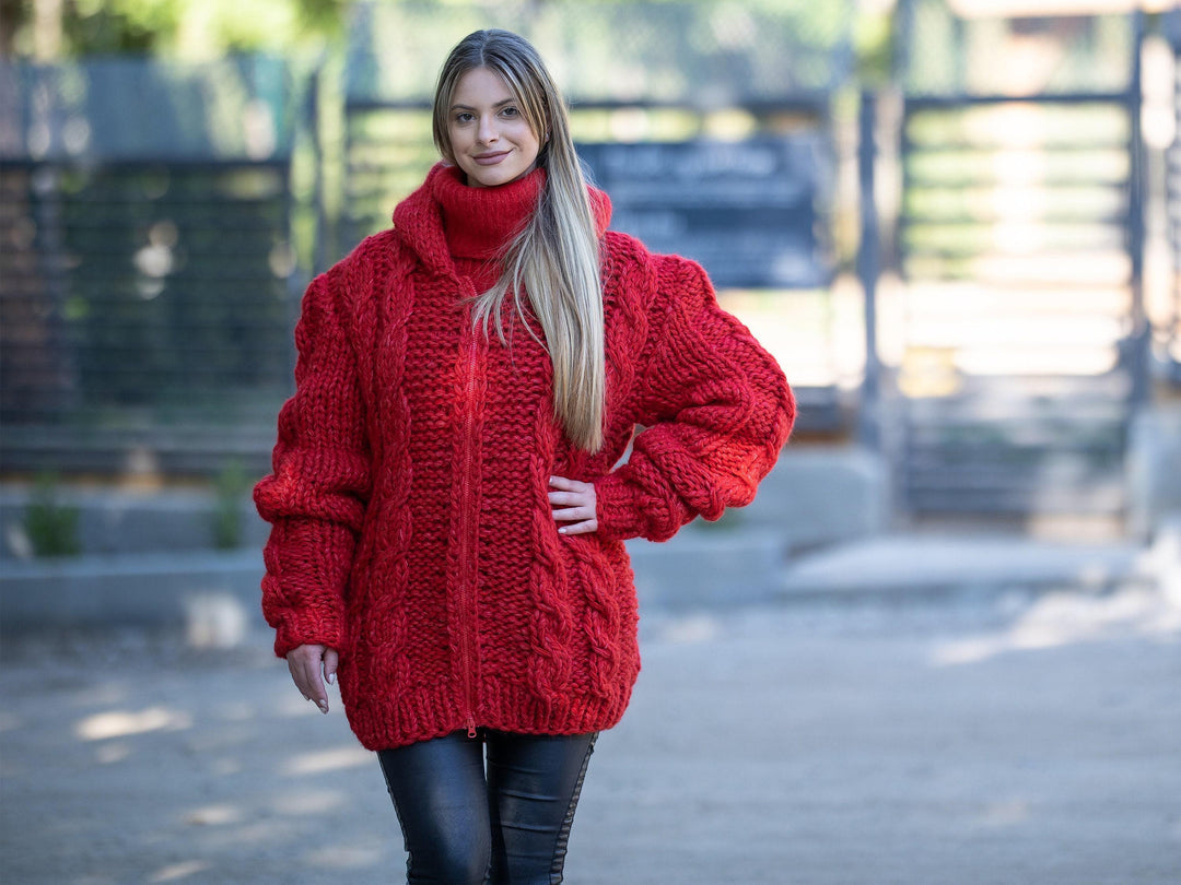Extra Chunky Cardigan – 17-Strand Hand Knitted Baby Alpaca Merino Blend T1213