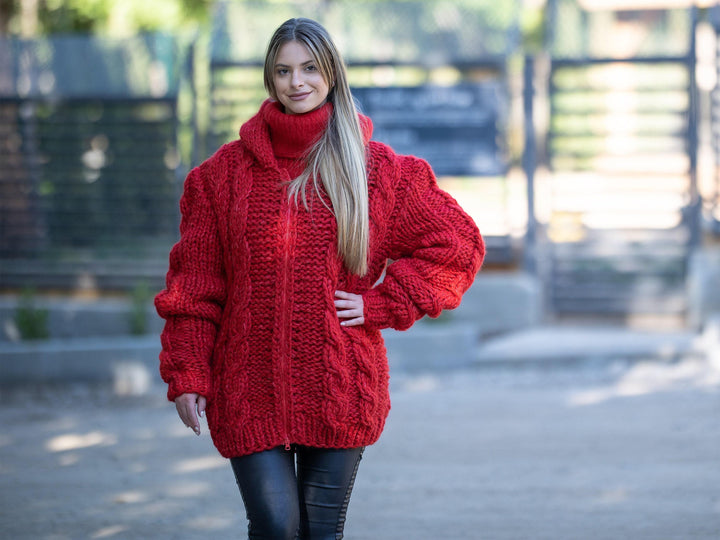 Extra Chunky Cardigan – 17-Strand Hand Knitted Baby Alpaca Merino Blend T1213