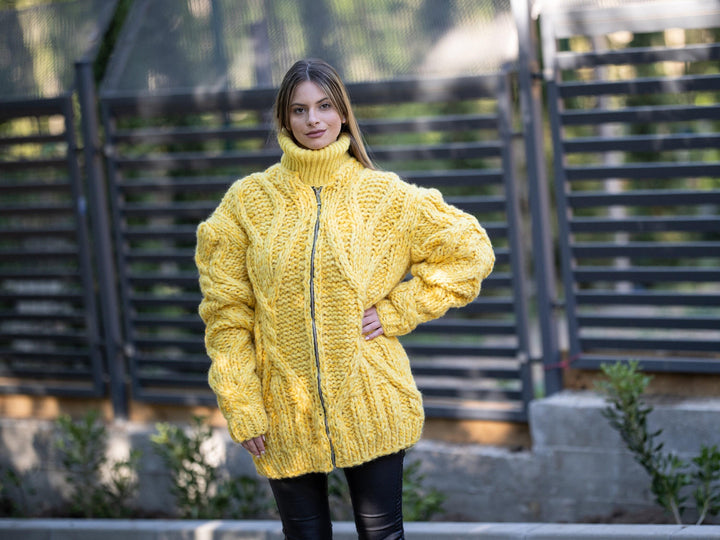 Baby Alpaca Merino Cardigan – Hand Knitted Soft Lightweight Wool Jacket T1223
