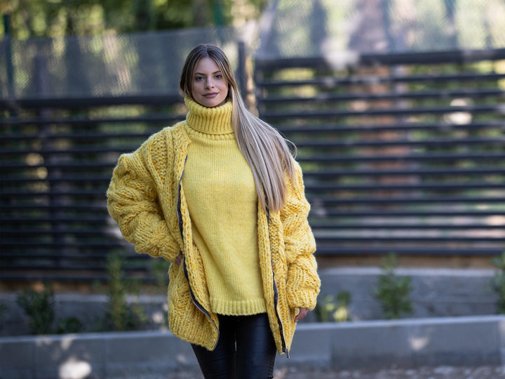 Baby Alpaca Merino Cardigan – Hand Knitted Soft Lightweight Wool Jacket T1223
