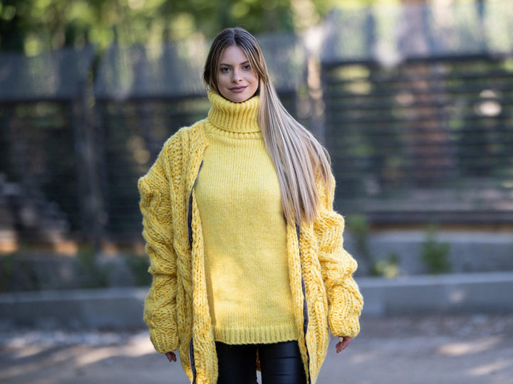 Baby Alpaca Merino Cardigan – Hand Knitted Soft Lightweight Wool Jacket T1223
