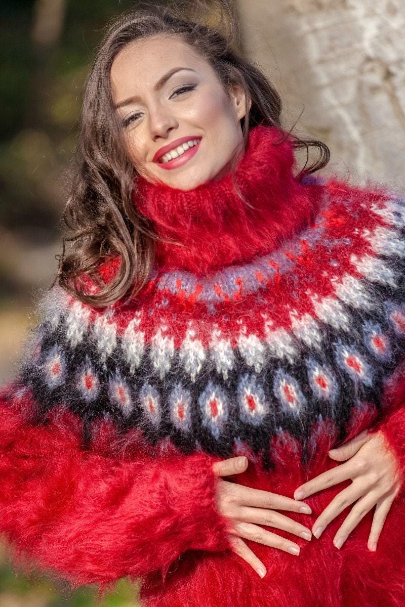 Mohair Sweater – Hand Knitted Icelandic Lopi Wool Pullover T386