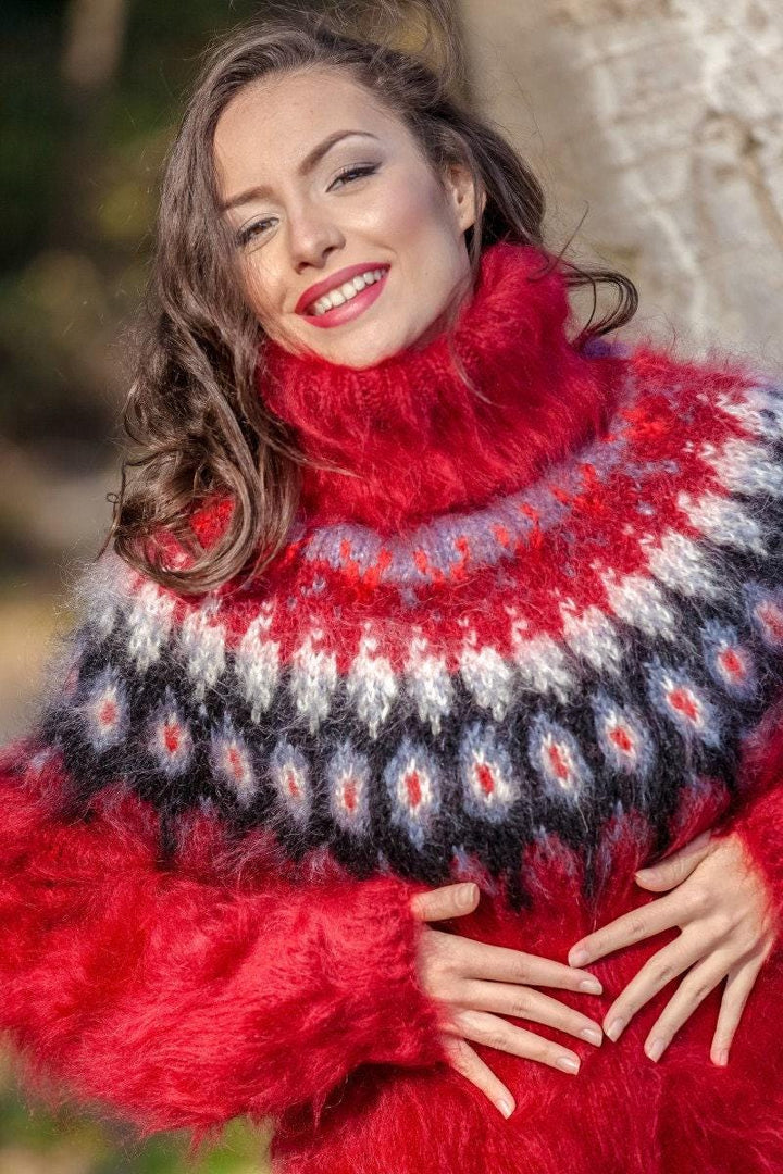 Mohair Sweater – Hand Knitted Icelandic Lopi Wool Pullover T386
