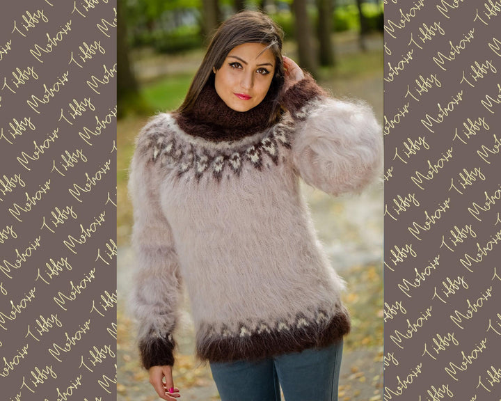 Beige Mohair Sweater – Hand Knitted Icelandic Wool Pullover T162