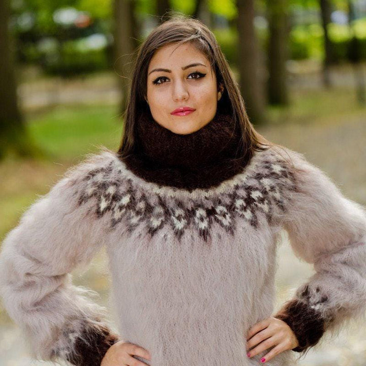 Beige Mohair Sweater – Hand Knitted Icelandic Wool Pullover T162