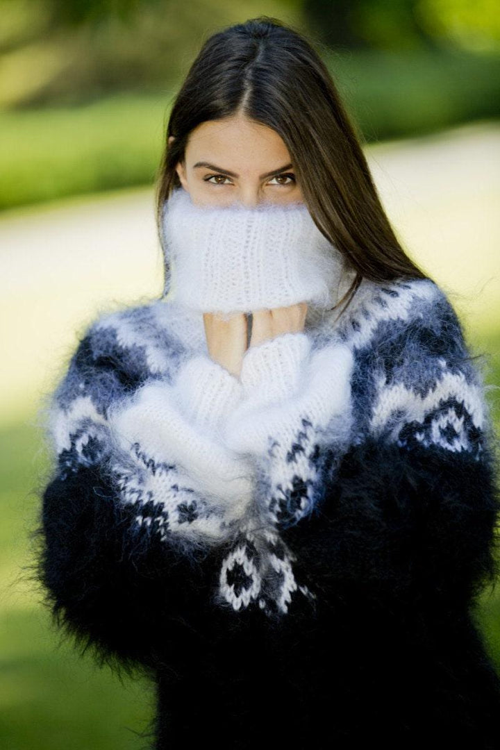 Fuzzy Mohair Sweater – Hand Knitted Icelandic Nordic Pullover T75