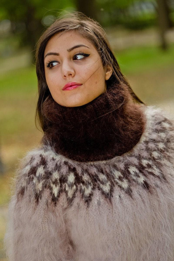Beige Mohair Sweater – Hand Knitted Icelandic Wool Pullover T162
