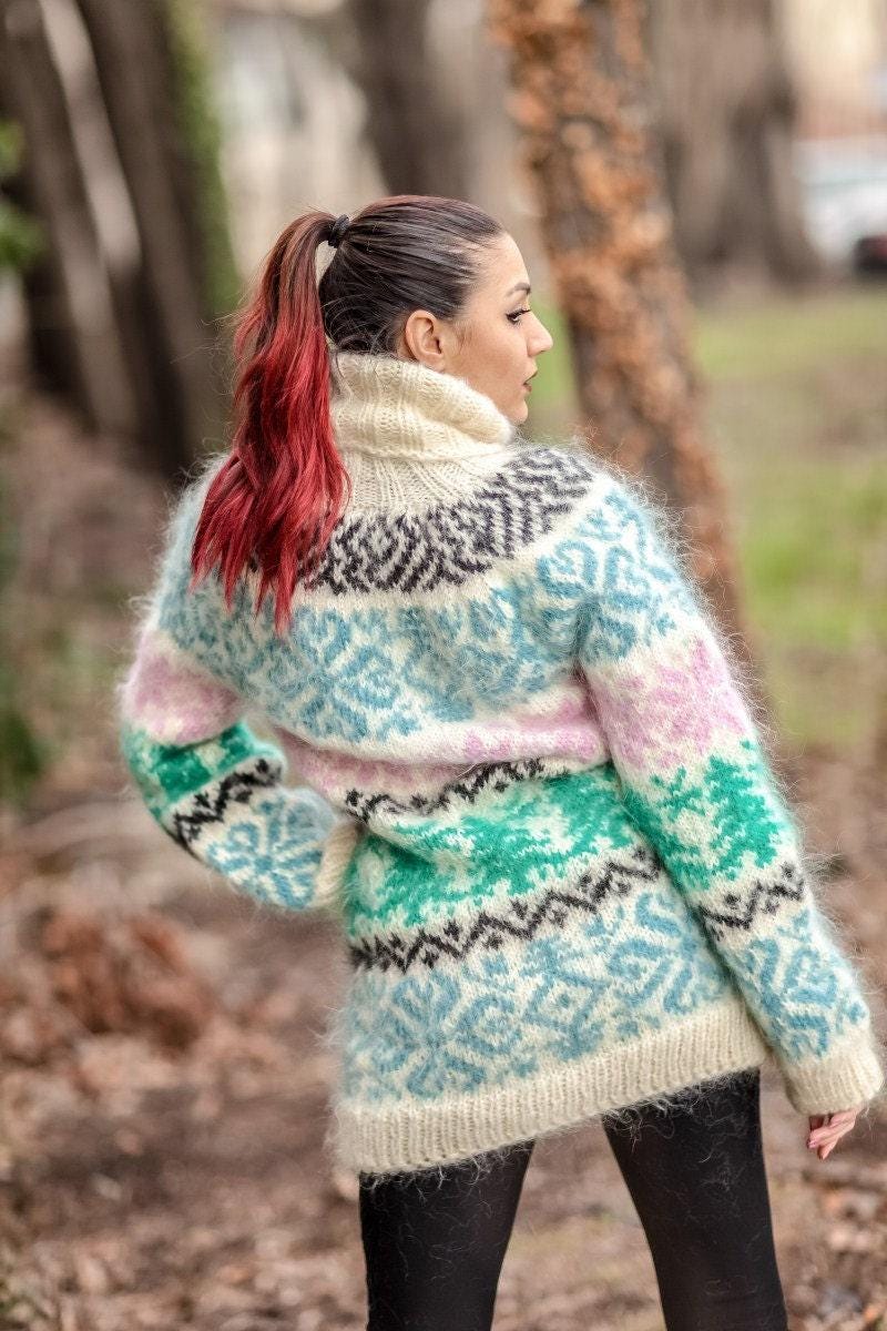 Nordic Mohair Sweater – Hand Knitted Vintage Wool Pullover T412