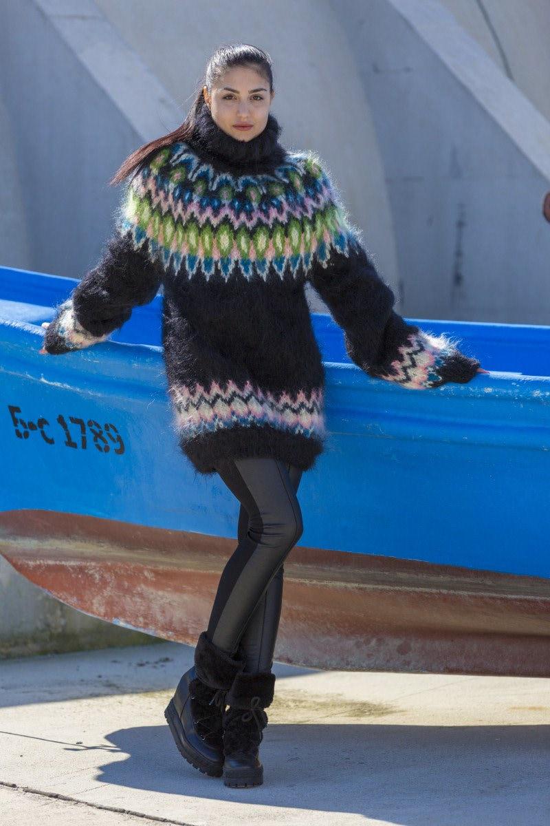 Mohair Sweater – Hand Knitted Icelandic Lopi Wool Pullover T556