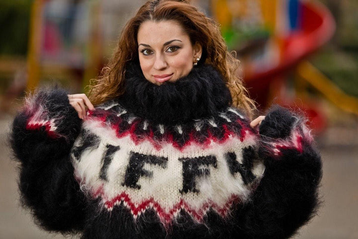Black Mohair Sweater – Chunky Hand Knitted Nordic Wool Jumper T200