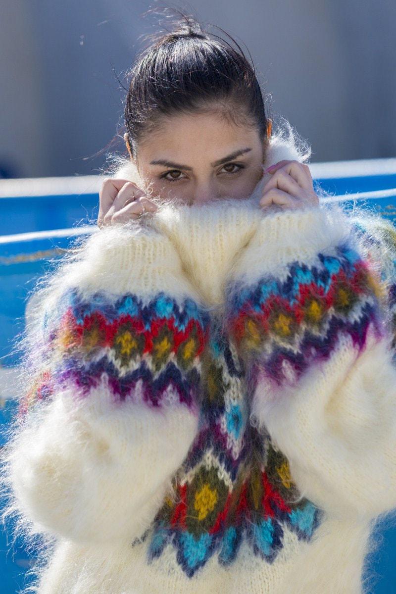 Mohair Sweater – Hand Knitted Icelandic Lopi Wool Pullover T554