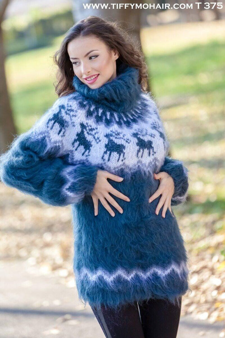 Reindeer Mohair Sweater – Hand Knitted Lopi Wool Jumper T375