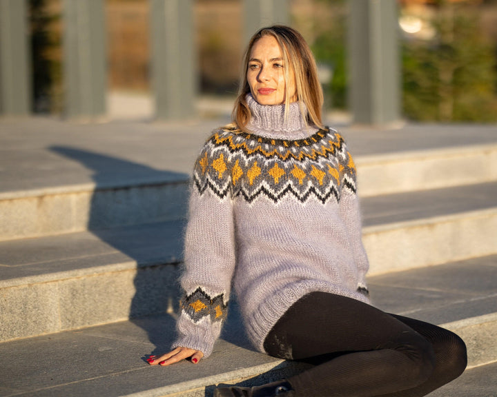 Nordic Mohair Sweater – Hand Knitted Icelandic Jumper T1299