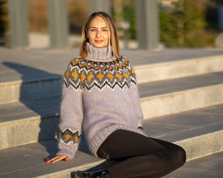 Nordic Mohair Sweater – Hand Knitted Icelandic Jumper T1299