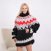 Multicolor 5-Strand Mohair Nordic Turtleneck T1900