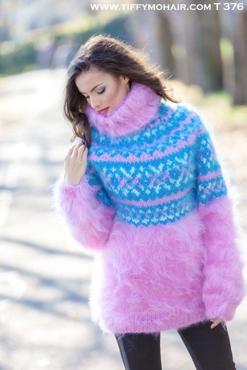 Pink Icelandic Sweater – Hand Knitted Lopi Wool Pullover T376