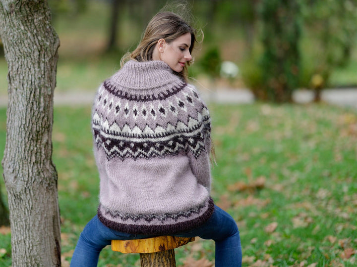 Beige Mohair Sweater – Hand Knitted Icelandic Pullover T1120
