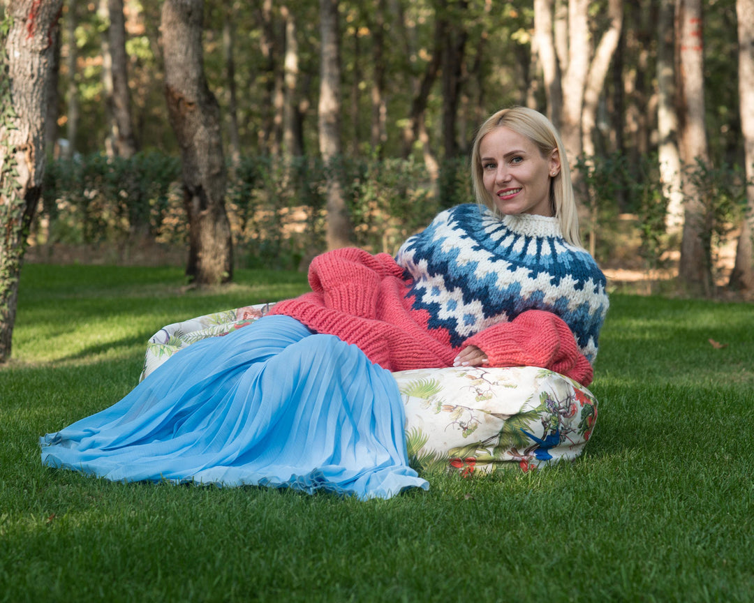 Pink Lopi Wool Sweater, Hand Knitted Icelandic Pullover T823W