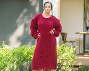 Red 2-Strand Mohair Lace Maxi Dress T845