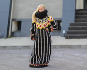 Robe pull 100 % laine mérinos, robe longue extra-épaisse avec col roulé de 50 cm T1499