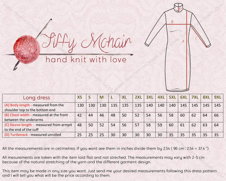 Gray Mohair Knit Maxi Dress, Fluffy Turtleneck Sweater T325