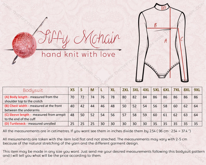 Red Mohair Catsuit – Chunky Hand-Knitted Fluffy Bodysuit with Zipper – Warm Winter Romper – T345