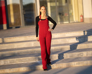 Roter Woll-Catsuit – Handgestrickter Ganzkörper-Overall aus 100 % Wolle – Grobstrickanzug aus Naturwolle – T1308