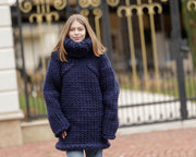 Riesiger Merinowollpullover, handgestrickter Super-Chunky-Wollpullover T1367