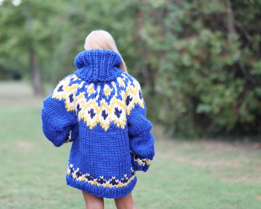 Icelandic Merino Wool Sweater with 50 cm Turtleneck, Hand Knitted Lopi Pullover T1469