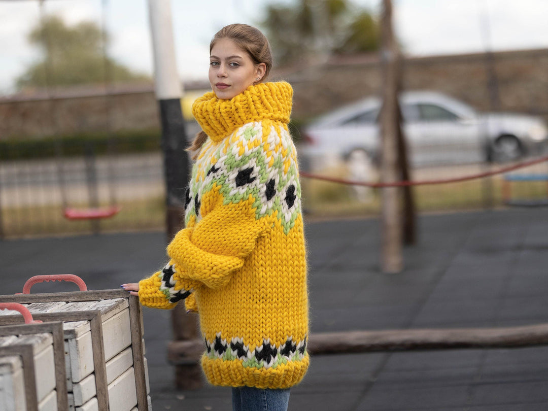 Extra Soft Icelandic Merino Wool Sweater, Hand Knitted Lopi Turtleneck Pullover T1287