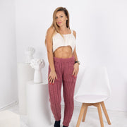 Rosa Strickhose aus Wolle – Handgestrickte Jogginghose aus Wolle für Damen T1756